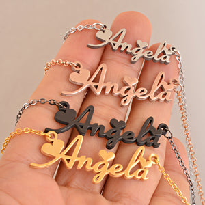 Personalized Solid Heart Name Necklace