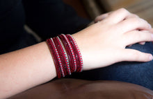 Load image into Gallery viewer, Red Crystals on Red Double Wrap Bracelet
