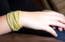 Load image into Gallery viewer, Clear Crystals on Yellow Double Wrap Bracelet
